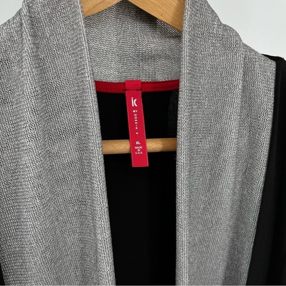 IC By Connie K Womens Jacket Cardigan Size XL Flowy Lagenlook Layered Knit Black - Picture 4 of 13